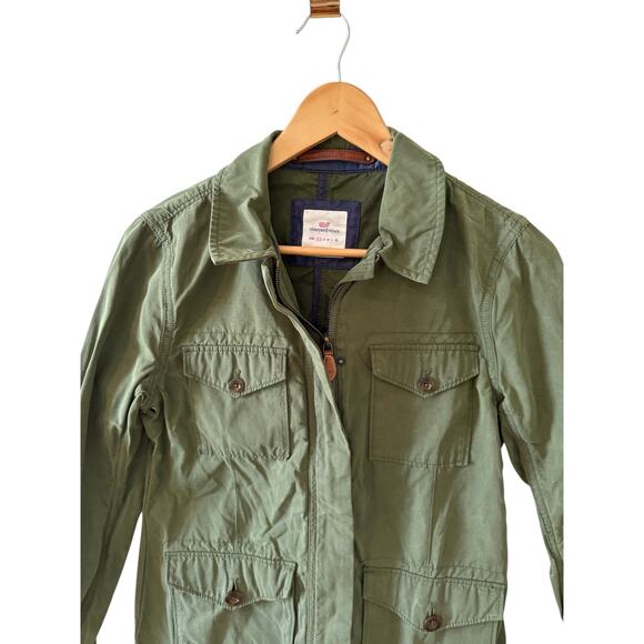 Vineyard Vines Utility Barn Waxed Jacket Olive Green XS - Picture 3 of 6